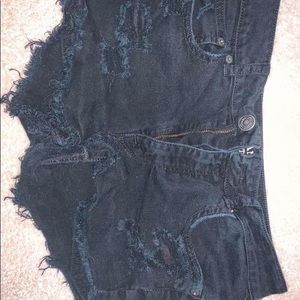 Black Distressed Shorts